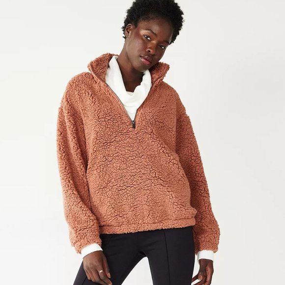 Nine West Jackets \u0026 Coats | Nine West Half-Zip Teddy Pullover Top Brown Nwt | Color: Brown | Size: M | Handmedownhaven's Closet